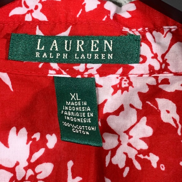 Lauren Ralph Lauren • Women Red Floral Button Up - Picture 3 of 7